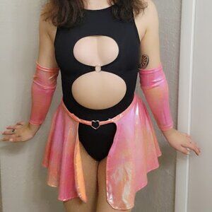 *SOLD* Pink & Orange Open Front Mini Skater Skirt + Matching Sleeves - NEW!